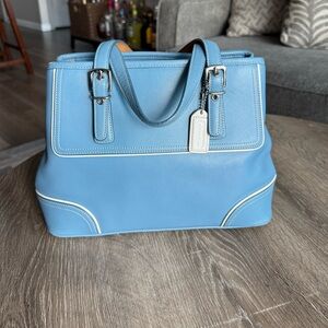 Coach Light Blue Leather Tote